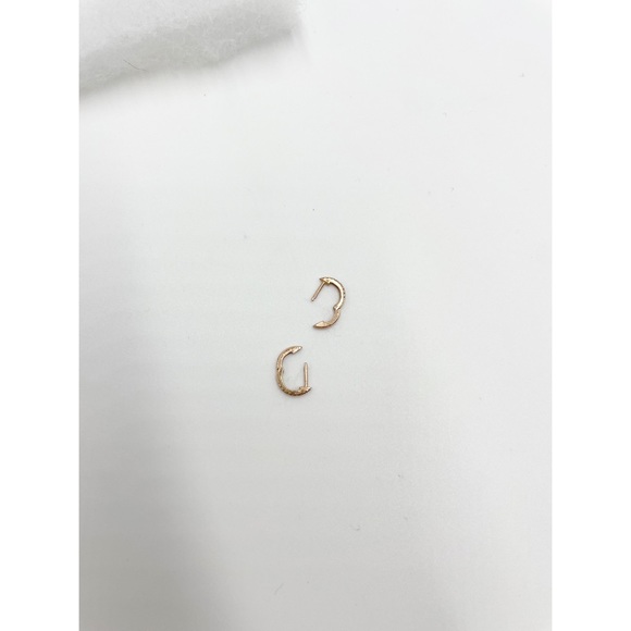 Real Diamond 14k Rose Gold Huggie Cuff Earring - Picture 12 of 12